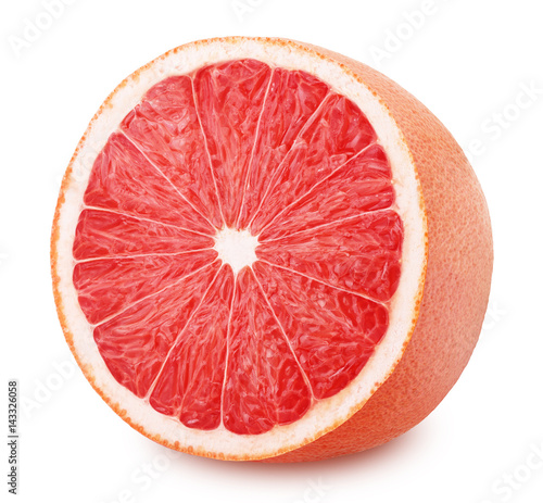 Half of red grapefruit isolated on white