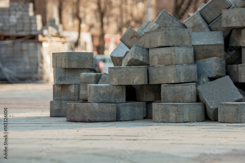 Laying paving slabs on the street