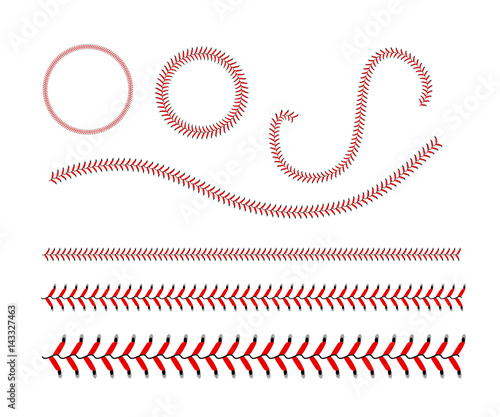 Lace from a baseball on a white background