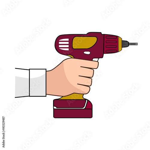 Screw Gun Icon. Human hand with impact wrench or screwgun vector