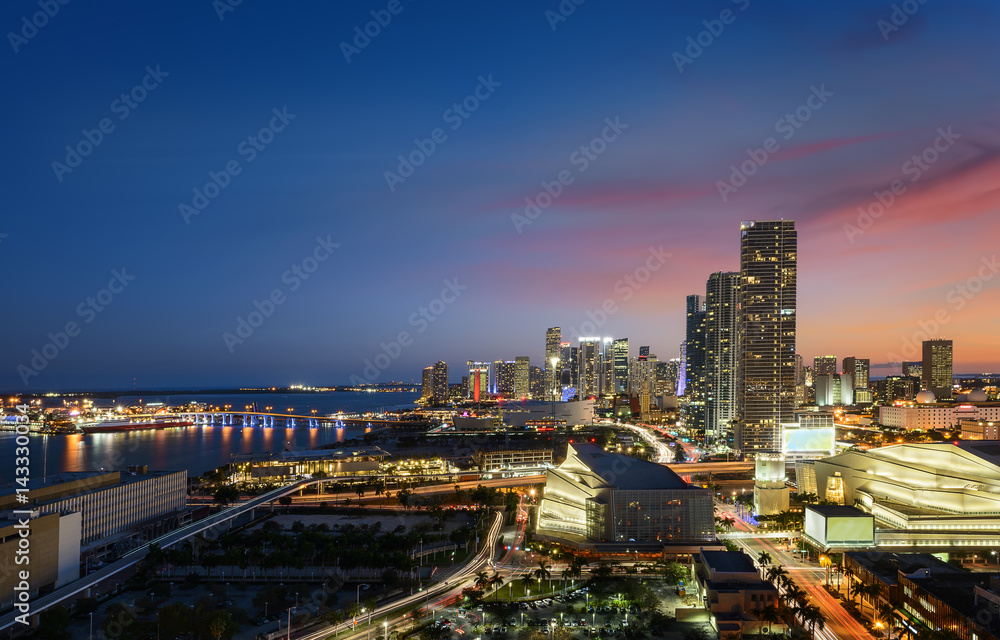 Miami downtown at night