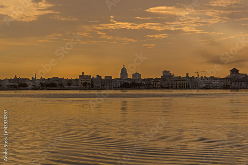 Sunset and skyline of the city of Havana. Cuba