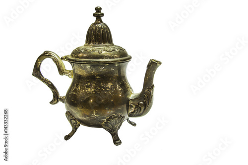 Silver coffee pot on a white background
