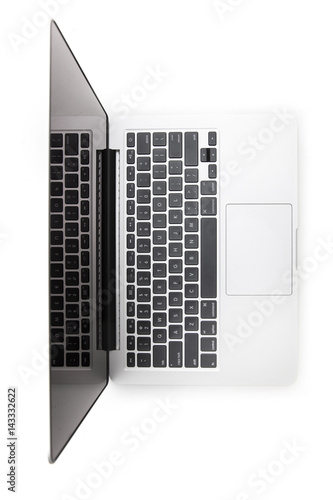 Laptop closeup on white bac...