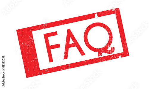 FAQ rubber stamp. Grunge design with dust scratches. Effects can be easily removed for a clean, crisp look. Color is easily changed.