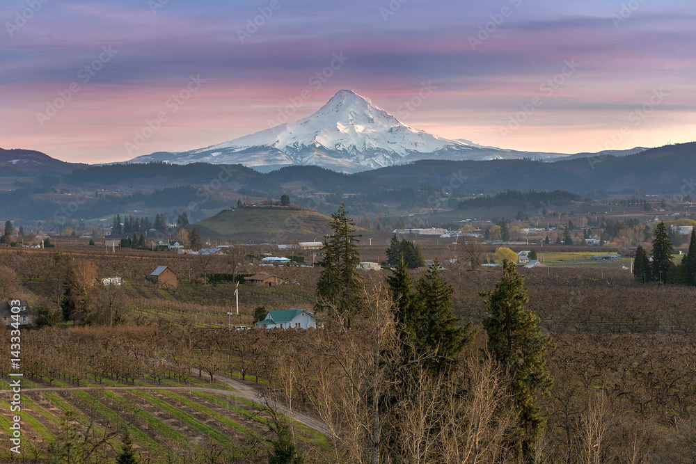 Mount Hood over Hood River at Sunset Mount Hood over Hood River at Sunset