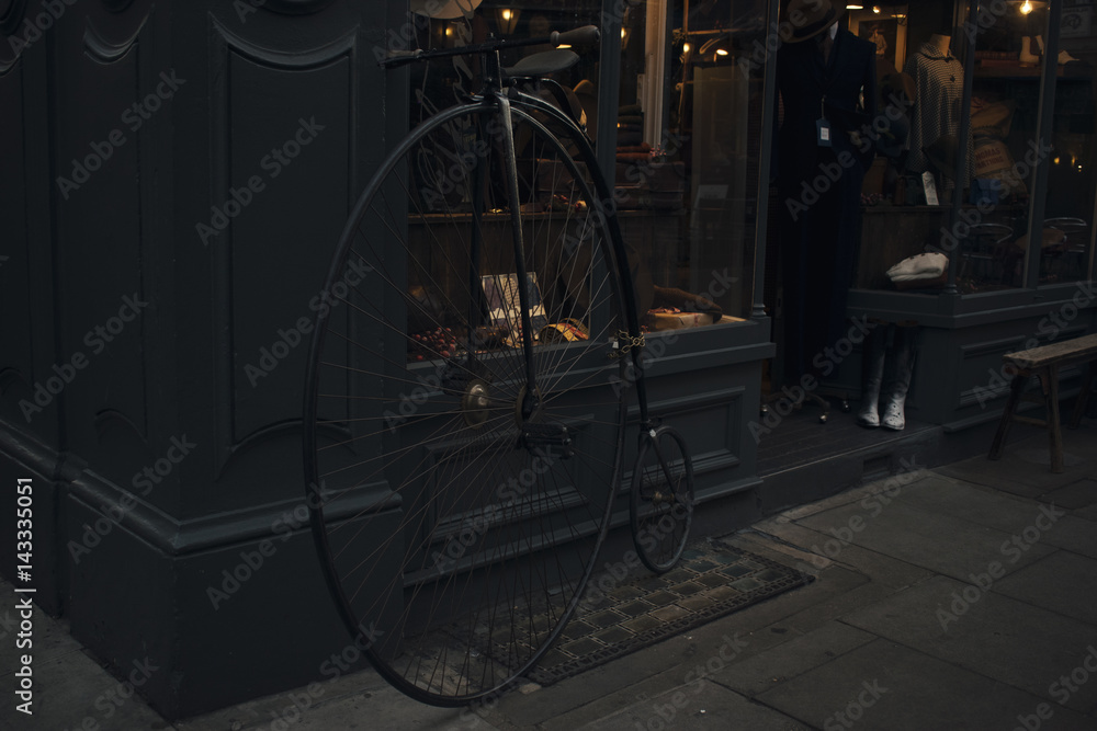 Vintage Bicycle in front of London store  