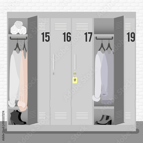 Vector illstration with locker room in the fitness gym