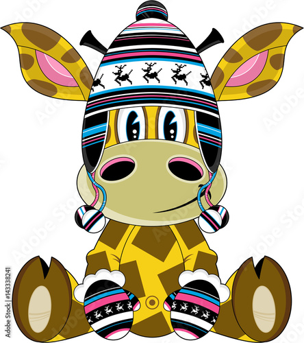 Cartoon Wooly Hat Cute Giraffe Character