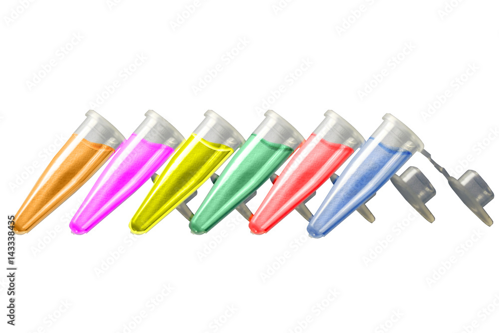 Colorful vials with different culture medium Colorful vials with different culture medium