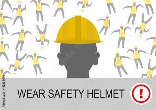 Wear safety helmet. Vector.