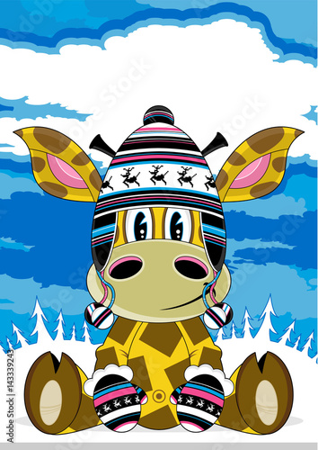 Cartoon Wooly Hat Cute Giraffe Character