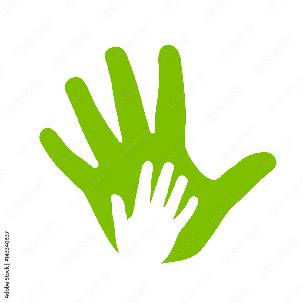 Adult and kid hands, family icon Adult and kid hands, family icon