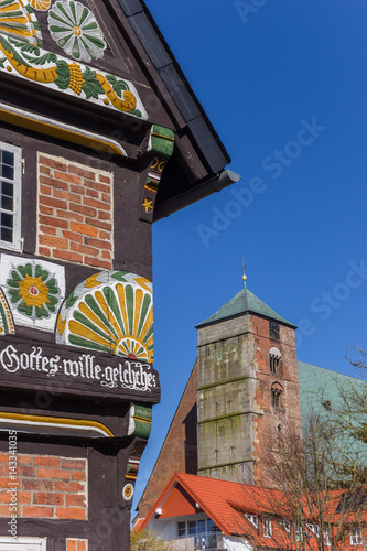 Historical house and Dom tower in Verden photo