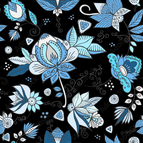 stock vector seamless flower, doodle pattern. abstract art background