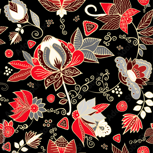 stock vector seamless flower, doodle pattern. abstract art background