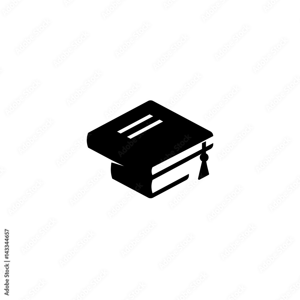 Isolated black and white color books logo on white background, bachelor hat icon, students graduation uniform logotype, education element vector illustration Isolated black and white color books logo on white background, bachelor hat icon, students graduation uniform logotype, education element vector illustration