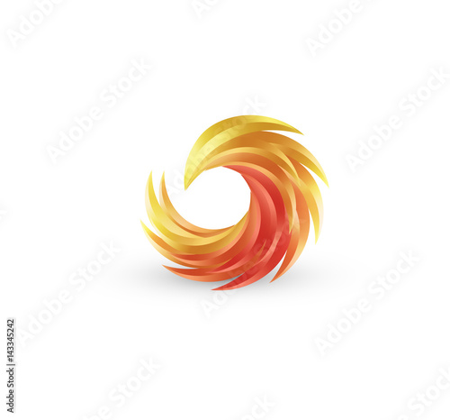 Phoenix bird and fire vector colorful icon. Abstract logo design in bright gradient colors