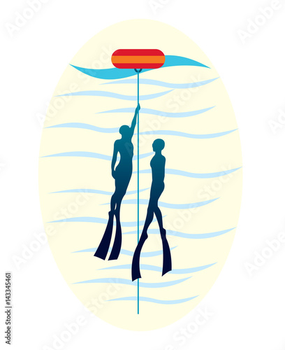 Two freediver. Sport logo.