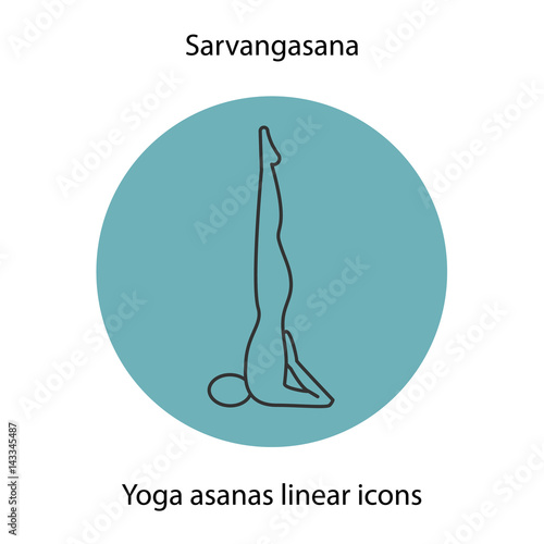 Sarvangasana yoga position linear icon