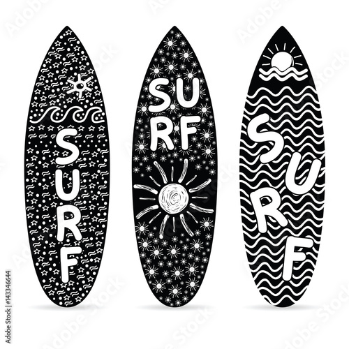 surfboard set with symbol of surf on it illustration