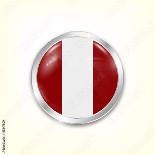 Round button national flag of Peru with the reflection of light and shadow. Icon country. Realistic vector illustration. Free Download Round button national flag of Peru with the reflection of light and shadow. Icon country. Realistic vector illustration. - GFXLoad