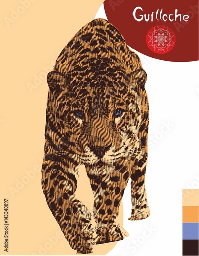 jaguar, engraving, guilloche