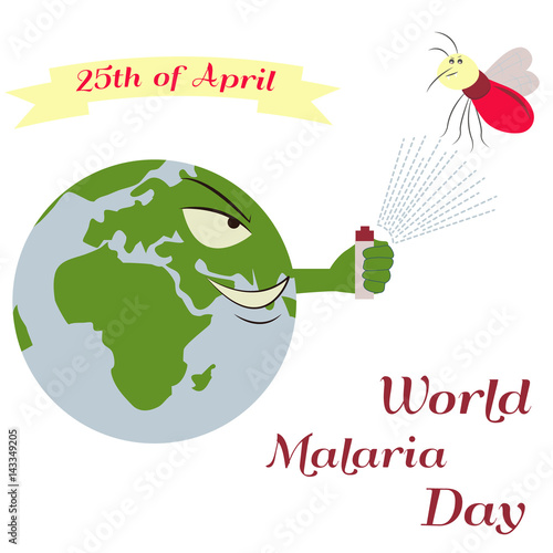 Illustration of the planet and mosquito for the World Malaria Day