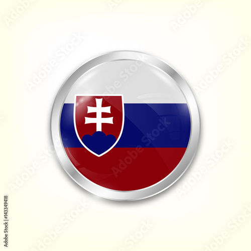 Free Download Round button national flag of Slovakia with the reflection of light and shadow. Icon country. Realistic vector illustration. - GFXLoad
