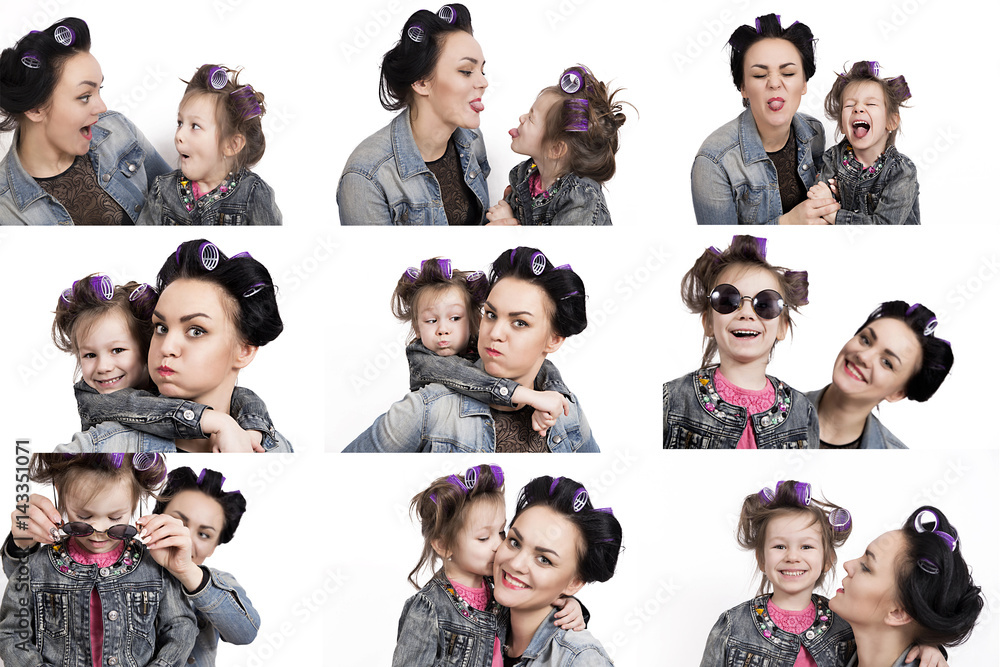 Collection of photos little girl and her mother in hair curlers Collection of photos little girl and her mother in hair curlers