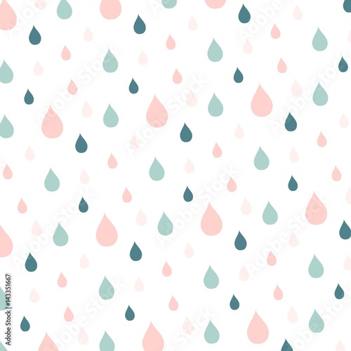  Blue and pink rain drops on white, stock vector illustration