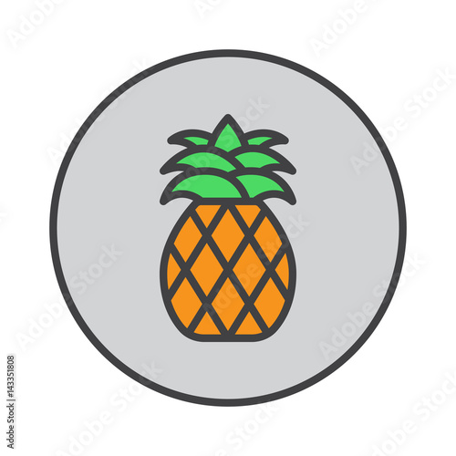 Pineapple filled outline icon, round colorful vector sign, circular pictogram. Symbol, logo illustration