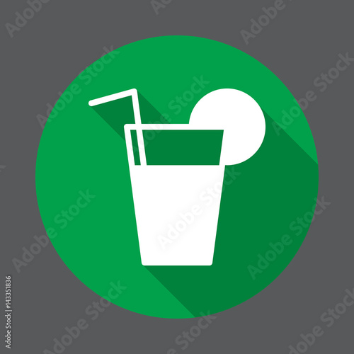 Lemonade, fresh drink flat icon. Round colorful button, circular vector sign with long shadow effect. Flat style design