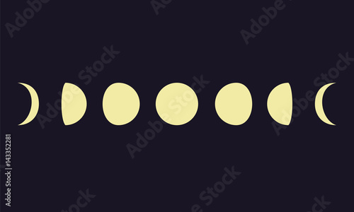 Moon phases on blue background