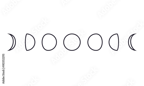 Moon phases on white background