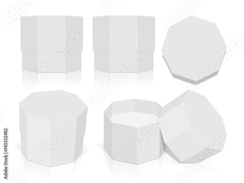 Octagonal box for your design and logo. It's easy to change colors. Mock Up. Vector EPS 10