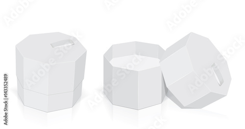 Octagonal box for your design and logo. It's easy to change colors. Mock Up. Vector EPS 10