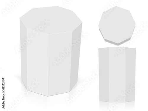 Octagonal box for your design and logo. It's easy to change colors. Mock Up. Vector EPS 10
