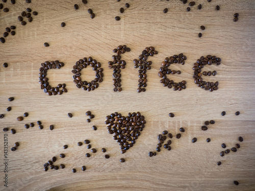 Coffee love message over wooden background