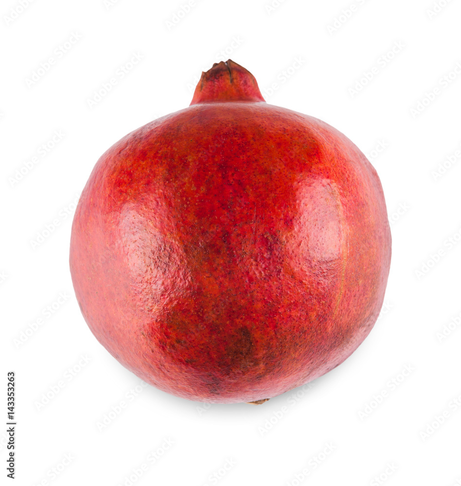 One red pomegranate isolated on white background One red pomegranate isolated on white background