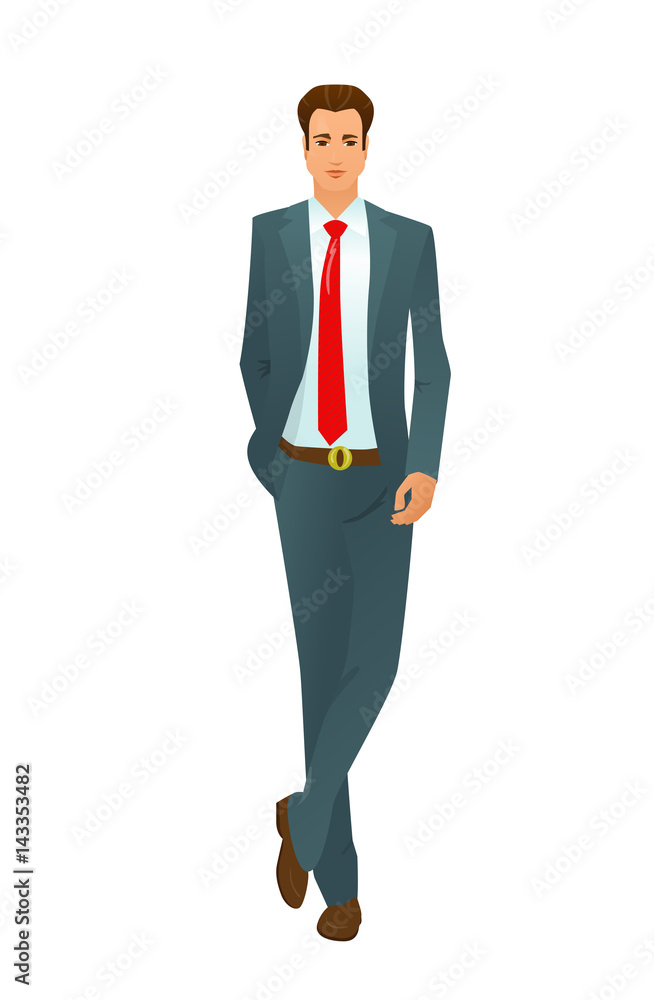 Vector illustration of character standing businessman in a suit Vector illustration of character standing businessman in a suit
