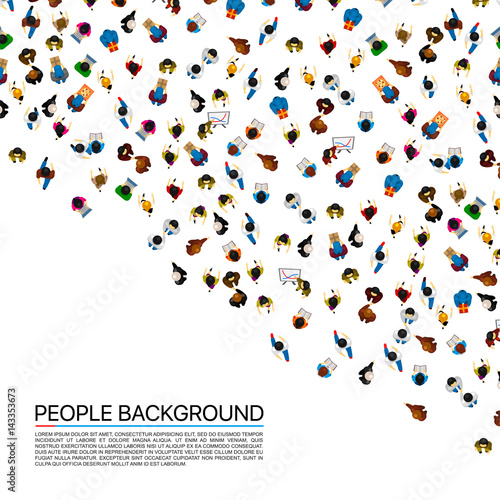 Big people crowd on white background. Vector illustration.