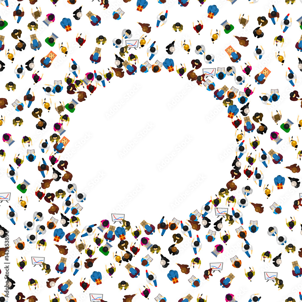 A group of people shaped as a chat icon, isolated on white background. Vector illustration