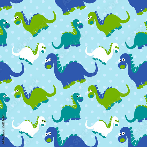 Cute dinosaur seamless pattern. Adorable cartoon dinosaurs background. Colorful kids pattern for girls and boys. Vector  texture in childish style for fabric  wallpapers  cards and designs.