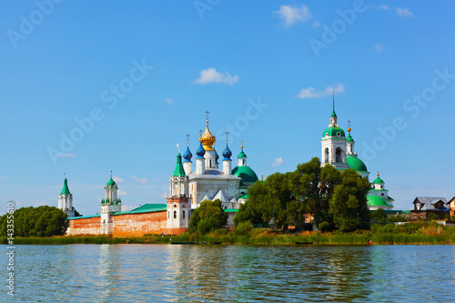 View of Spaso-Yakovlevsky Monastery in Rostov from Nero's lake photo
