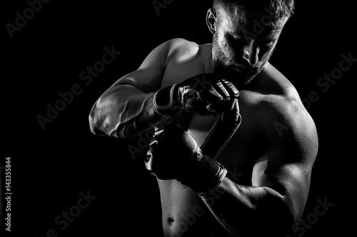 Studio shot of male boxer.