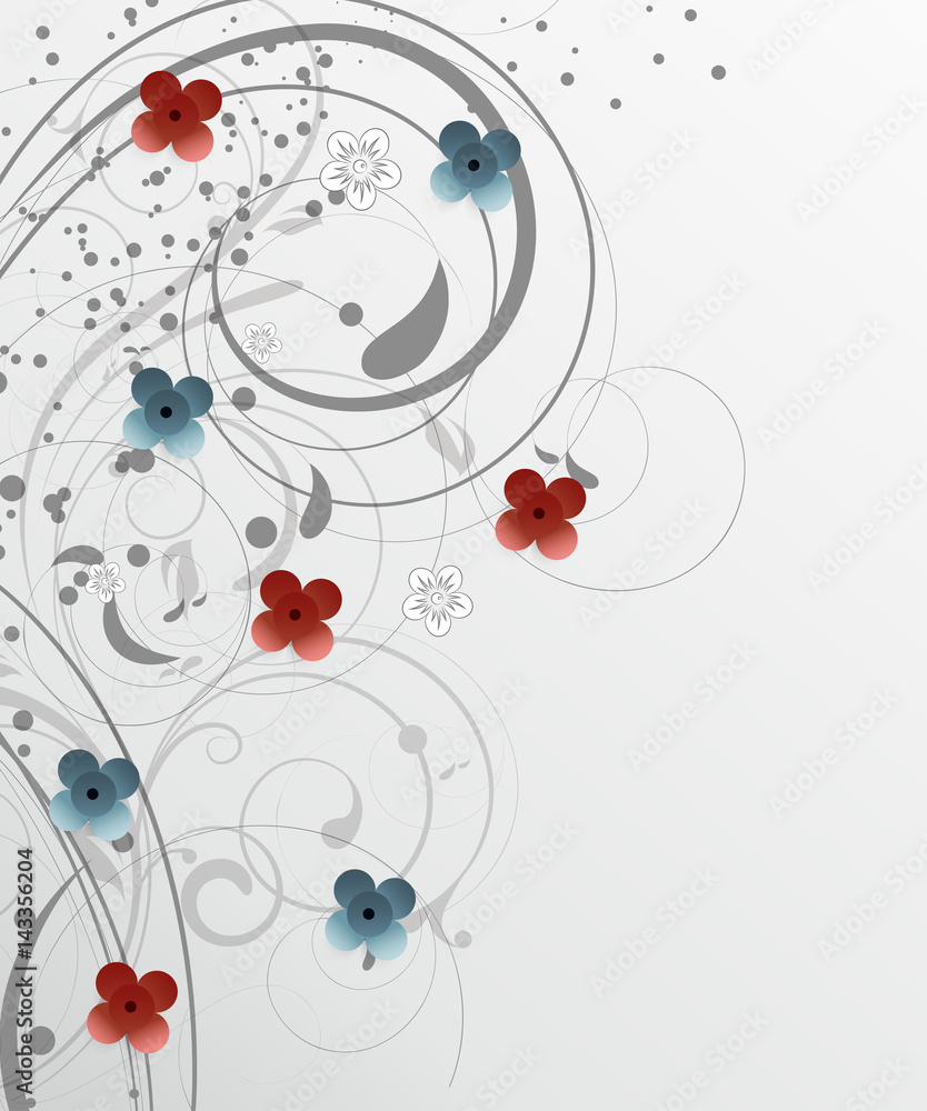 Abstract floral background with 3D effect