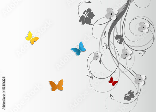 Abstract floral background with 3D effect