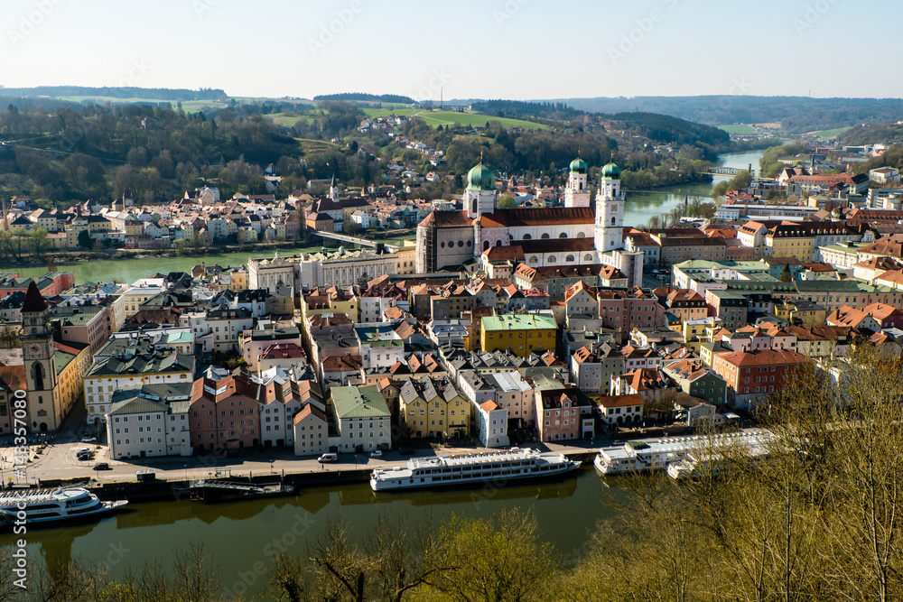 Passau von Oben Panorama Stadtpanorama Stadtlandschaft