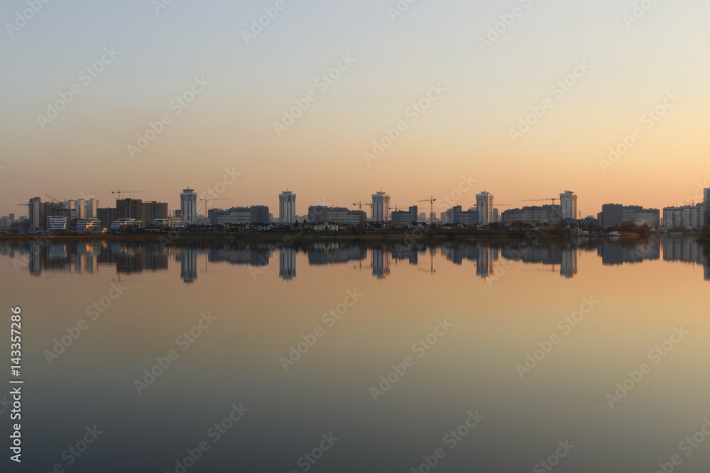 Minsk Reflection in a reservoir during sunset